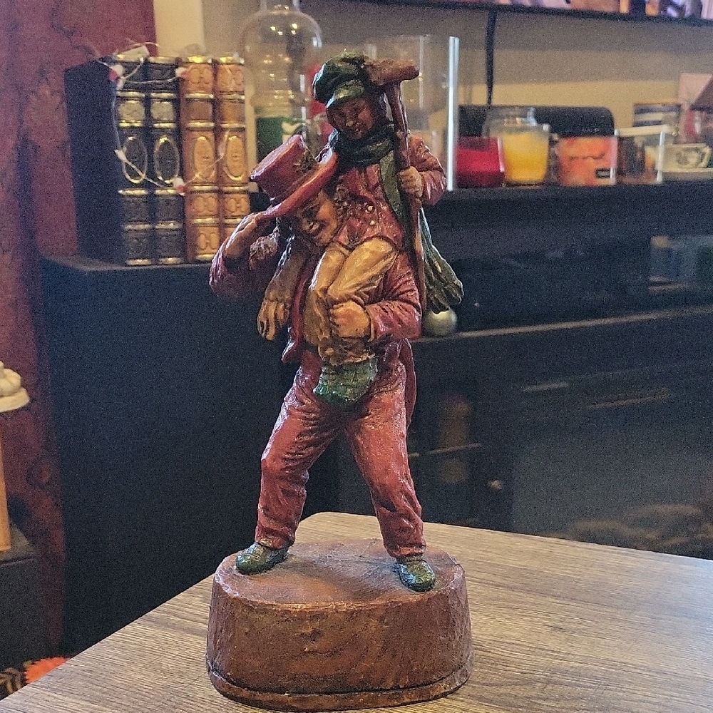 Tiny Tim & Crumpet Figurine,feels Like Wood,Great Vintage Cond.